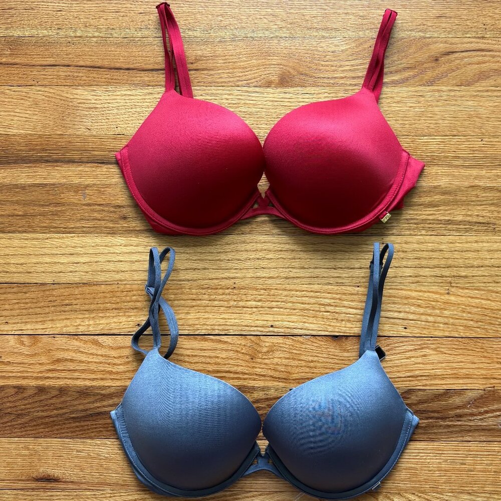 Bundle of 2 Victoria's Secret Very Sexy Push Up Bras- Red and Gray